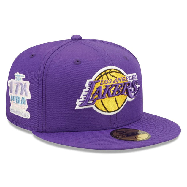 New Era Caps Los Angeles Lakers Pop Sweat 59FIFTY Fitted Hat Purple