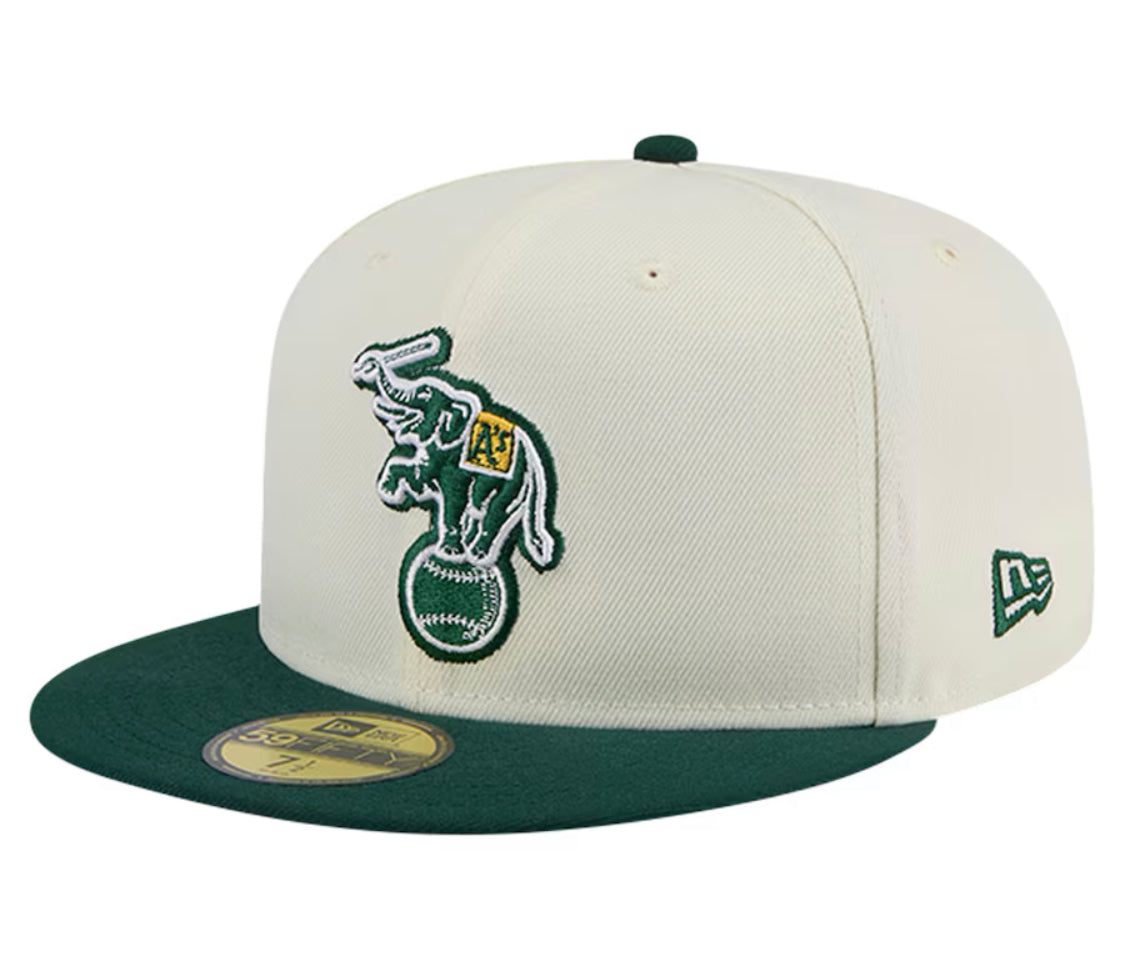 New Era 59FIFTY Cream Cooperstown Collection Chrome Oakland Athletics Fitted