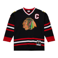 Load image into Gallery viewer, Mitchell &amp; Ness Blue Line Chris Chelios Chicago Blackhawks Dark Alternate 1997 Jersey
