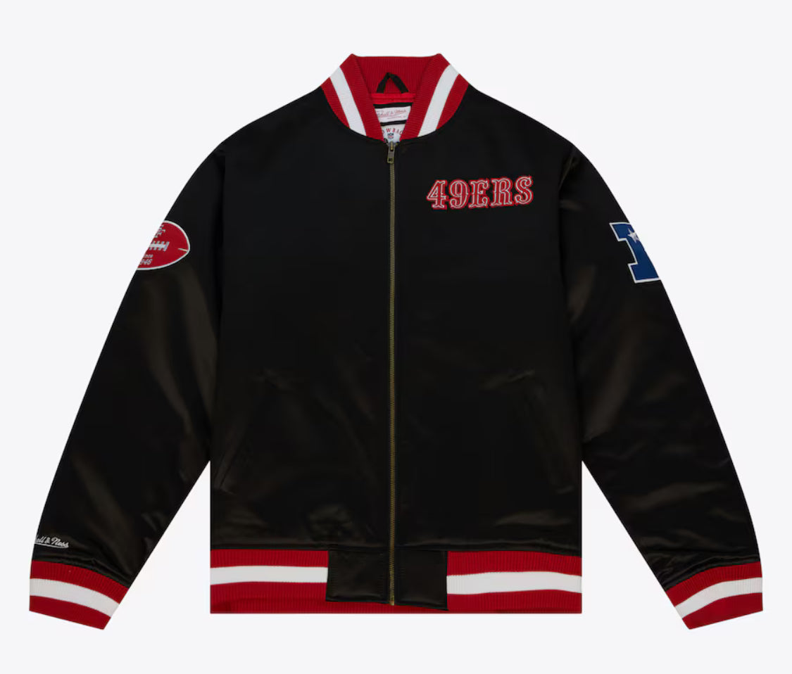 Mitchell & Ness Men's Black San Francisco 49ers Football Heavyweight Satin Jacket