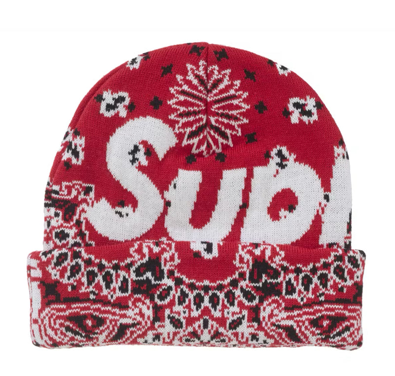 Supreme Bandana Big Logo Beanie Red (FW24)