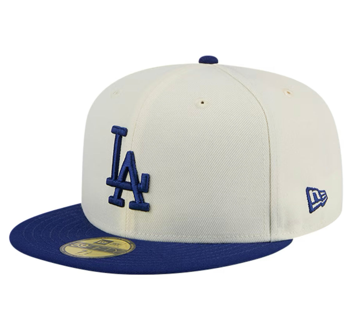 New Era 59FIFTY Cream Evergreen Chrome Los Angeles Dodgers Fitted