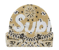 Load image into Gallery viewer, Supreme Bandana Big Logo Beanie Beige
