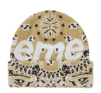 Load image into Gallery viewer, Supreme Bandana Big Logo Beanie Beige
