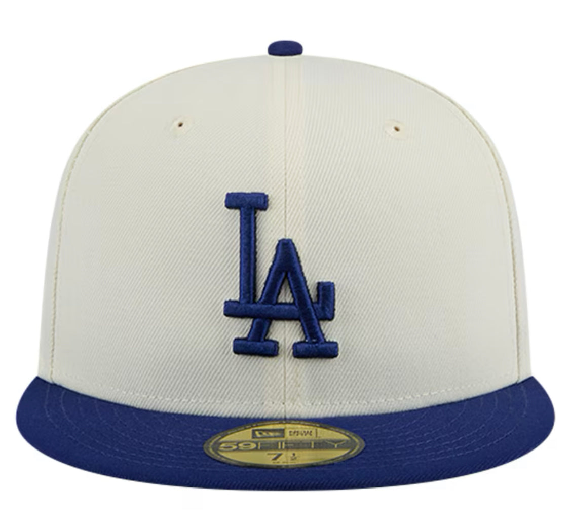 New Era 59FIFTY Cream Evergreen Chrome Los Angeles Dodgers Fitted