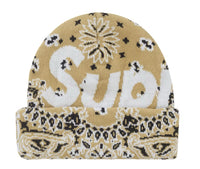 Load image into Gallery viewer, Supreme Bandana Big Logo Beanie Beige FW24

