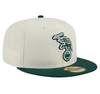 Load image into Gallery viewer, New Era 59FIFTY Cream Cooperstown Collection Chrome Oakland Athletics Fitted
