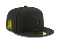 Load image into Gallery viewer, New Era Athletics Sacramento Side Patch Black on Black 59FIFTY Fitted Hat

