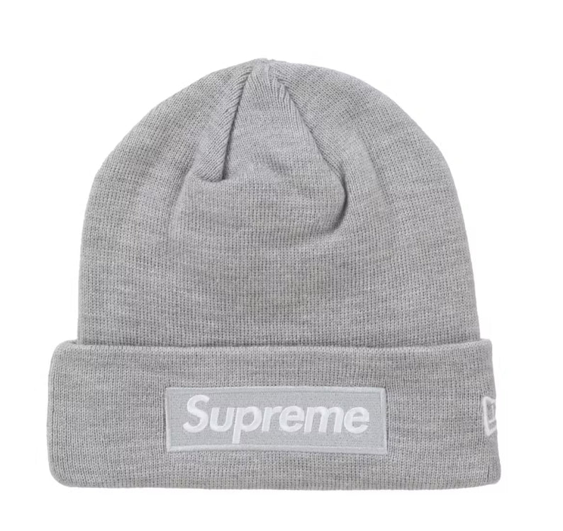 Supreme New Era Box Logo Beanie Heather Grey FW24