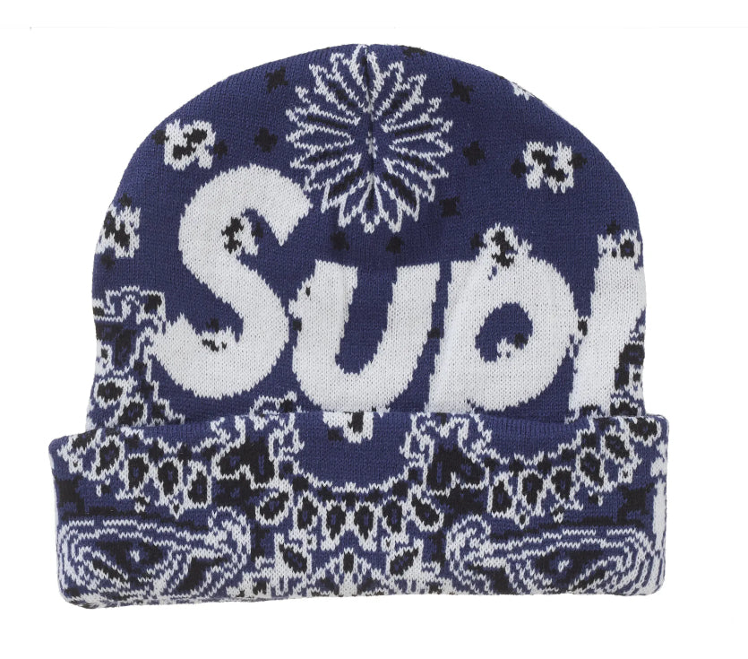 帽子 Supreme Bandana Big Logo Beanie navy Supreme Bandana Big Logo Beanie Navy | Redwood Sole