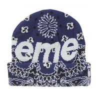 Load image into Gallery viewer, Supreme Bandana Big Logo Beanie Navy
