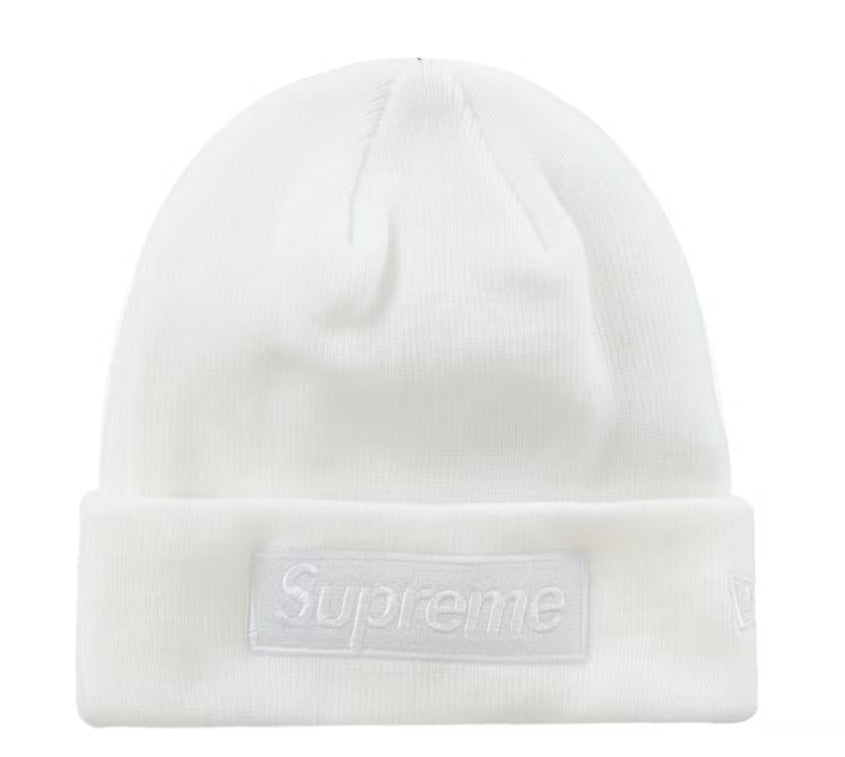 Supreme New Era Box Logo Beanie White FW23