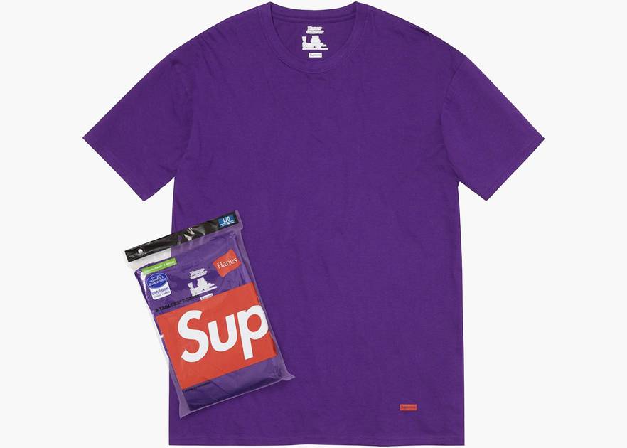 Supreme Hanes Purple Tagless Tees (2 pack) Size Large SS21