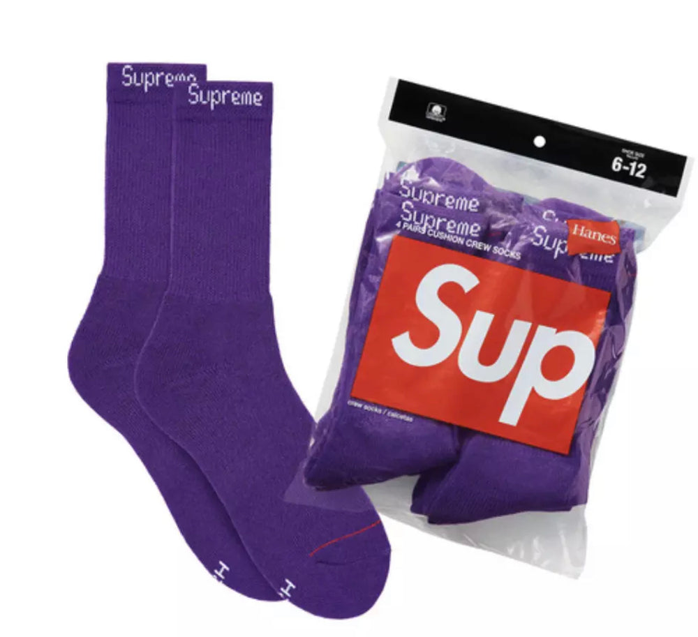 Supreme Hanes Crew Socks (4 Pack) Blue